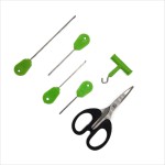 Set de 6 piese pentru pescuit, Regal Fish, crosete, burghiu, foarfeca, knot puller, culoare verde